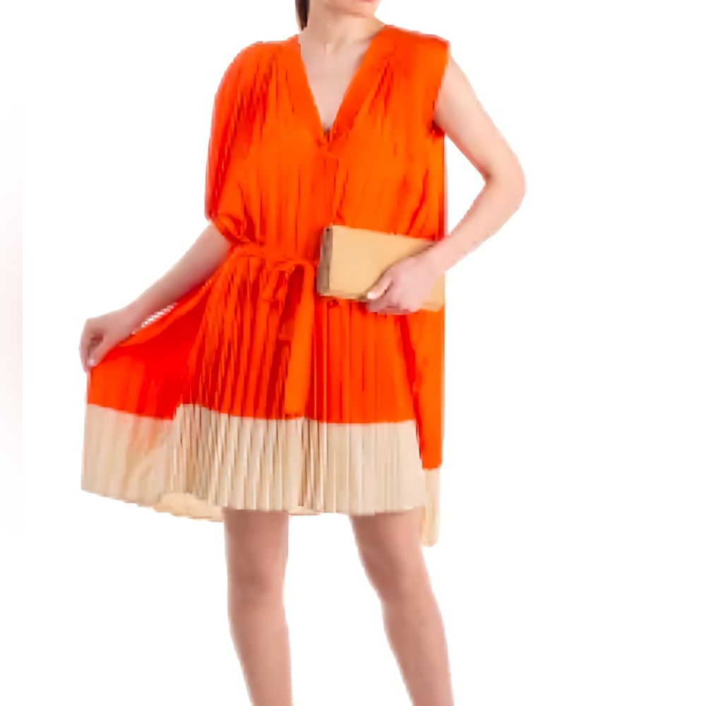 Pleated dress brand Attic and Barns.